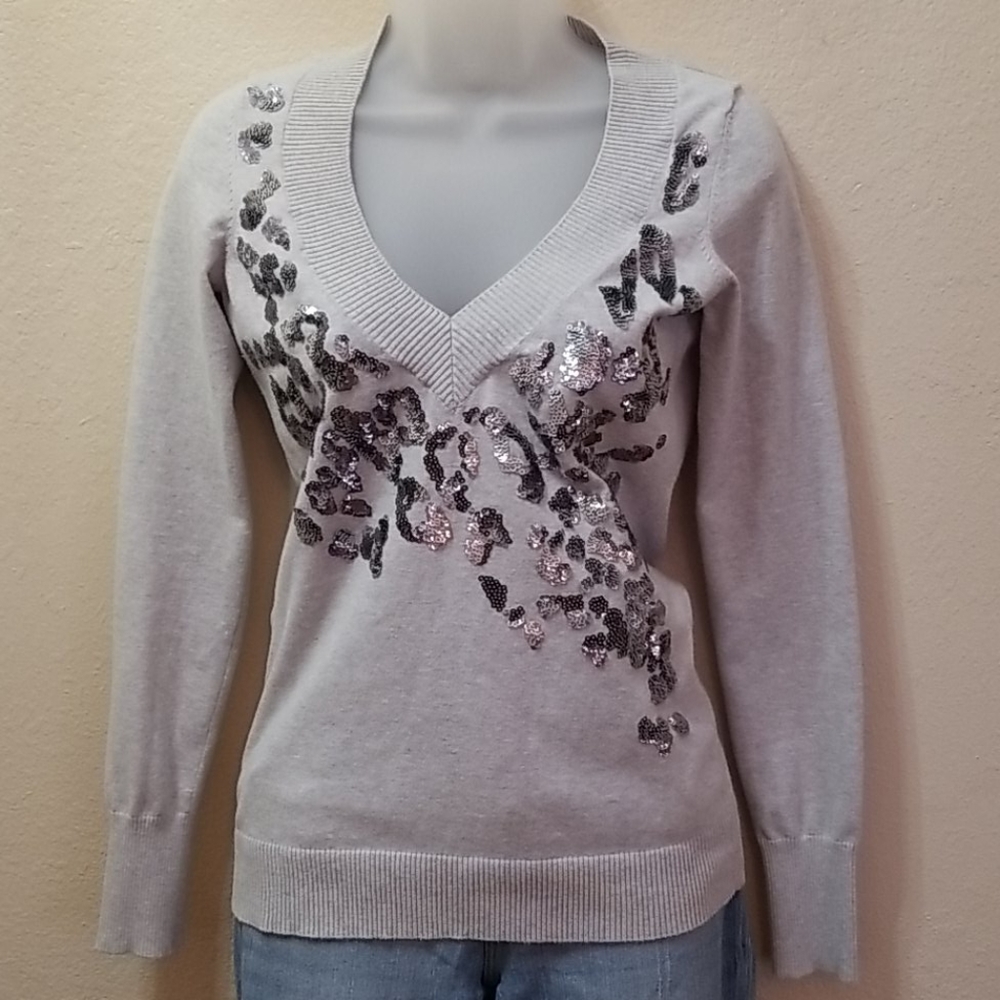 Express sweater with leopard embellishment